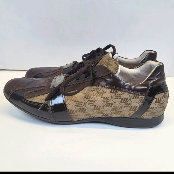Mauri 8840 Dark Brown Tan Alligator Patent Leather Sneakers Siz3 12 - Picture 2 of 8